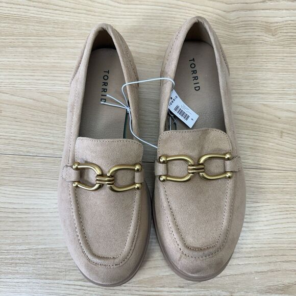 Torrid Horsebit Loafers Womens 9WW Taupe Faux Suede Shoes Chunky NEW Academia - Picture 4 of 8